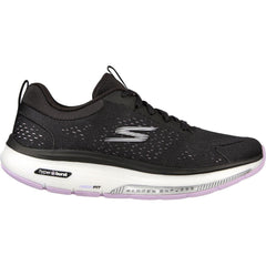 Women's Wide Fit Skechers 124933 Go Walk Workout Walker Trainers - Black/Lavender