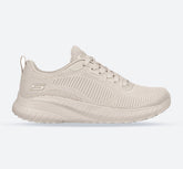 Womens Wide Fit Skechers Bobs Squad Chaos Face Off 117209 Vegan Trainers - Nude/Natural