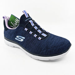 Skechers Summits Fresh Impression Navy Lavender Womens Slip On Sneakers