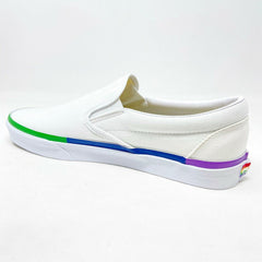 Vans Classic Slip On (Rainbow Foxing) True White LGBTQ Pride Womens Casual Shoes