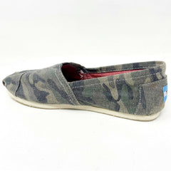 Toms Classics Washed Camo Canvas Womens Slip On Casual Canvas Flat Shoes