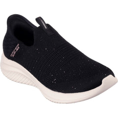 Women's Wide Fit Skechers 149594 Slip-ins Ultra Flex 3.0 Trainers - Black/Rose Gold