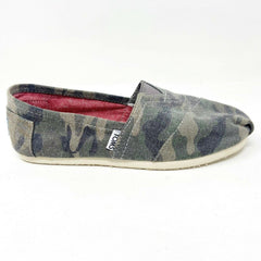 Toms Classics Washed Camo Canvas Womens Slip On Casual Canvas Flat Shoes