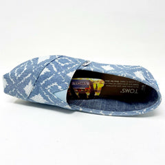 Toms Classics Blue Geometric Ikat Womens Slip On Casual Canvas Flat Shoes