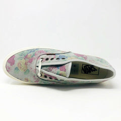 Vans Authentic Slim (Suede Floral) Marshmallow Gray Womens Casual Shoes