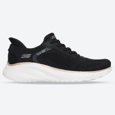 Women's Wide Fit Skechers Slip-ins 117497 Waves Bobs Sport Squad Trainers - Black/Gold