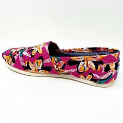 Toms Classics Pink Floral Womens Slip On Casual Canvas Flats Shoes