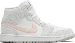 Nike Womens Air Jordan 1 Mid SE Sneakers - 'White Light Iron Ore'