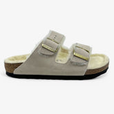 Birkenstock Arizona Shearling Antique White Womens Casual Soft Footbead Clog