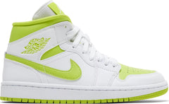 Nike Womens Air Jordan 1 Mid Sneakers - 'White Lime'