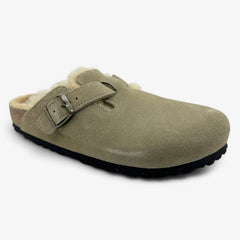 Birkenstock Boston VL Shearling Taupe Womens Casual Soft Footbead Clog