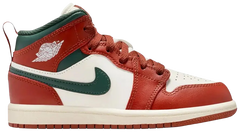 Nike Pre School Kids Air Jordan 1 Mid PS 'Redstone Midnight Green'