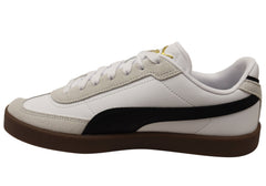 Puma Club II Era Mens Leather Lace Up Casual Shoes White Black
