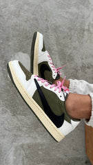 Nike Mens Travis Scott x Air Jordan 1 Retro Low OG SP Sneakers - 'Reverse Olive / Medium Olive'