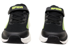 Sfida Tempo Kids Boys Adjustable Strap Athletic Shoes Black Lime