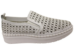 Orizonte Huntlee Womens European Leather Comfortable Slip On Shoes