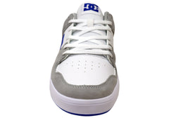 DC Shoes Mens Cure Comfortable Leather Shoes White Grey Blue