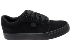 DC Shoes Mens Comfortable Leather Anvil Lace Up Shoes Black Black