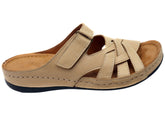Orizonte Easestride Womens Comfort European Leather Slides Sandals