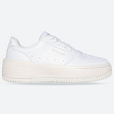 Women's Wide Fit Skechers 185110 Court Classics Grand 92 Be Lifted Trainers - White/Natural