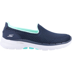 Women's Wide Fit Skechers 124508 Go Walk 6 Big Splash Trainers - Navy/Turquoise