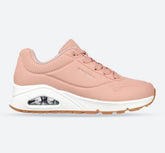 Women's Wide Fit Skechers 73690 Uno Stand On Air Sports Trainers - Blush