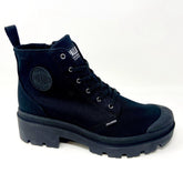 Palladium Pallabase Twill Black Womens Combat Platform Boots 96907 008