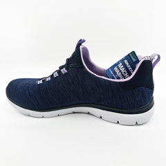 Skechers Summits Fresh Impression Navy Lavender Womens Slip On Sneakers