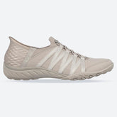 Women's Wide Fit Skechers 100593 Breathe Easy Roll With Me Shoes - Taupe