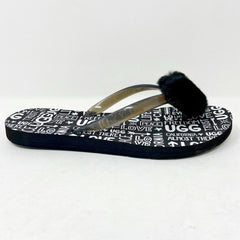 UGG Simi Fluff Manifesto Black Womens Flip Flop Sandals 1101562 BLK