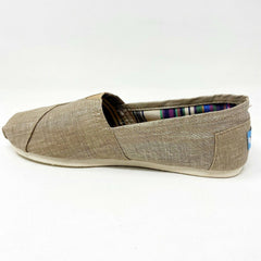 Toms Classics Champagne Metallic Linen Womens Size 6 Slip On Casual Flat Shoes