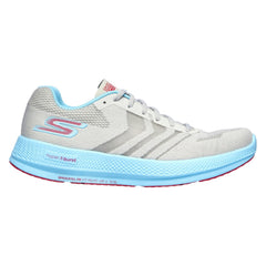 Women's Wide Fit Skechers 130001 Go Run Razor + Sports Trainers - Grey/Aqua/Pink