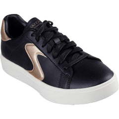 Women's Wide Fit Skechers 185016 Eden Lx Beaming Trainers - Black/Rose Gold