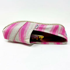 Toms Classics Pink Umbrella Stripe Womens Slip On Casual Canvas Flat Shoes