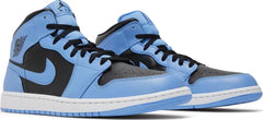 Nike Mens Air Jordan 1 Mid Sneakers - 'University Blue Black'