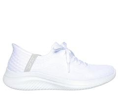 Women's Wide Fit Skechers 149710W Slip-ins Ultra Flex 3.0 Brilliant Trainers - White