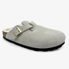 Birkenstock Boston VL Shearling Antique White Womens Casual Soft Footbead Clog