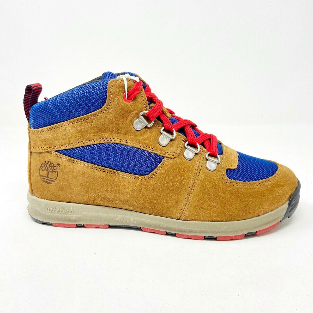 Timberland GT Scramble Mid Wheat Blue Red Kids Nubuck Outdoor Boots 3595R