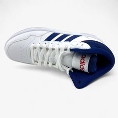 Adidas Hoops 3.0 Mid White Blue Red Kids Athletic Sneaker