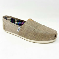Toms Classics Champagne Metallic Linen Womens Size 6 Slip On Casual Flat Shoes