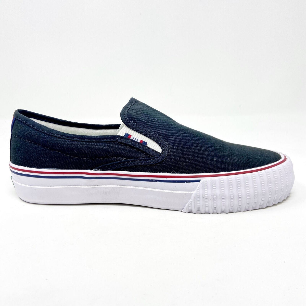 PF Flyers Center Slip On Black White Womens Retro Shoes PM12OS2D