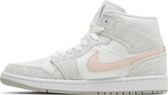 Nike Womens Air Jordan 1 Mid SE Sneakers - 'White Light Iron Ore'