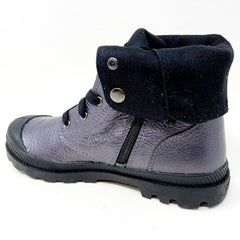 Palladium Baggy ML Zip Graphite Black Kids Leather Combat Boots 53456 063