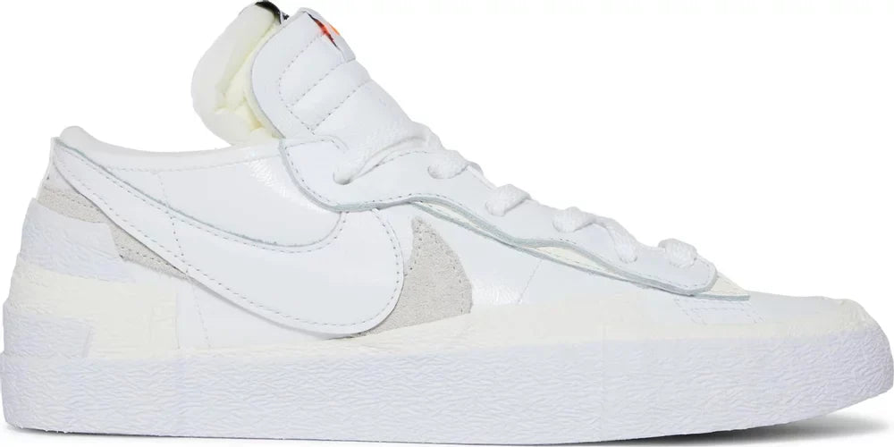 Nike Mens Sacai x Blazer Low Sneakers - 'White Patent'