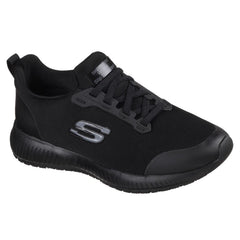 Women's Wide Fit Skechers 77222WEC Squad SR Occupational Trainers - Black