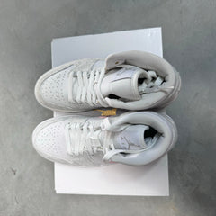 DISPLAY - Nike Womens Air Jordan 1 Mid SE Sneakers - 'White Light Iron Ore'