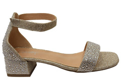 Grosby Allie Kids Girls Comfortable Low Heel Sandals Champagne