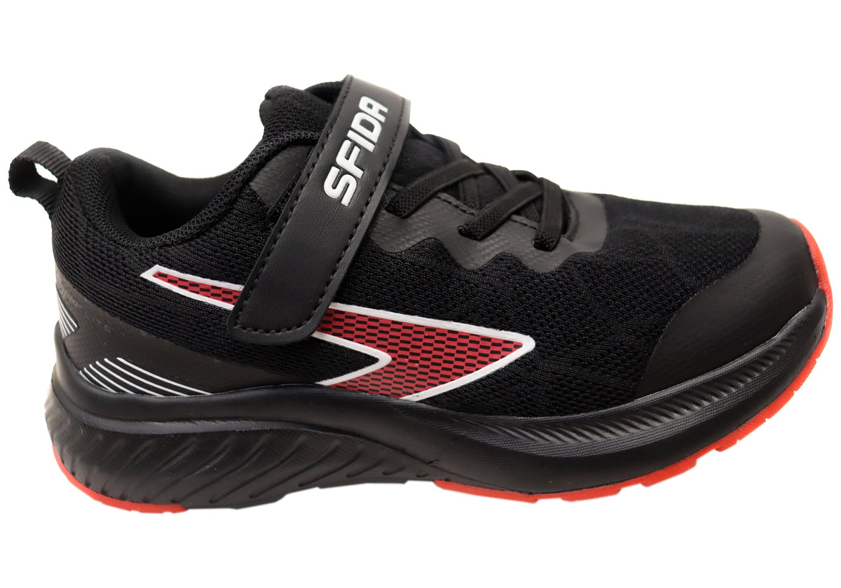 Sfida Switch Kids Boys Adjustable Strap Athletic Shoes Black Red