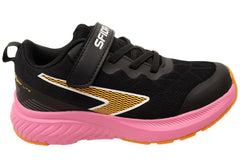 Sfida Switch Kids Girls Adjustable Strap Athletic Shoes Black Pink
