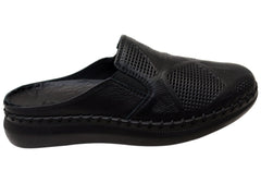 Orizonte Simmi Womens European Leather Closed Toe Open Back Mules